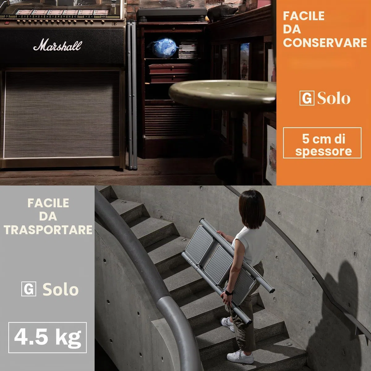 XinSunho Scala a 3 Gradini, Scaletta Pieghevole, Scaletto Domestica con Gradini Antiscivolo, Leggera e Compatta, Carico 150kg, Scaletto Portatile in Acciaio, Grigio
