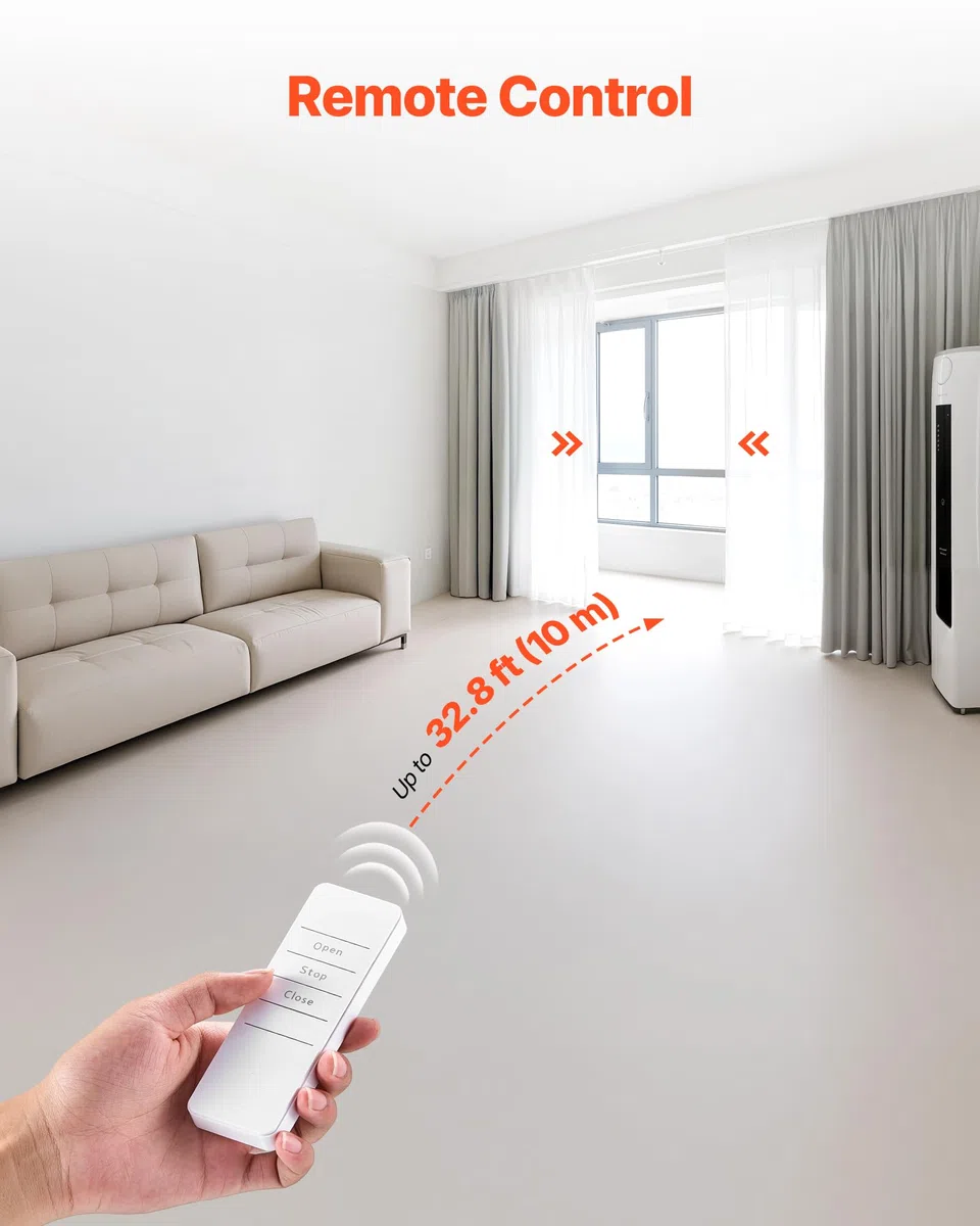 VEVOR Apri Tenda Automatico, Confezione da 2 pezzi APP Telecomando Controllo Vocale, Apri Tenda Compatibile con Alexa e Google Home, per Tende a Pacchetto con Guide a U/I