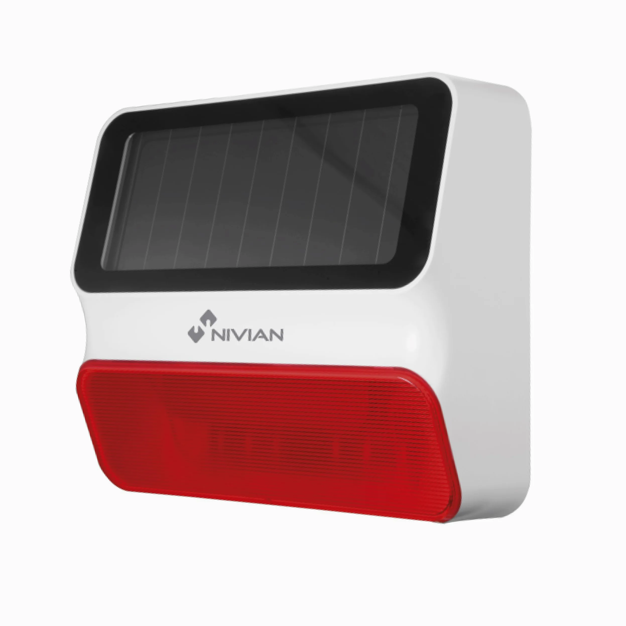 Nivian - Sirena wireless ad alimentazione solare compatibile con allarme Nivian – Adatta per esterni – Avviso luminoso e sonoro da 100 dB – Include batteria – Installazione semplice
