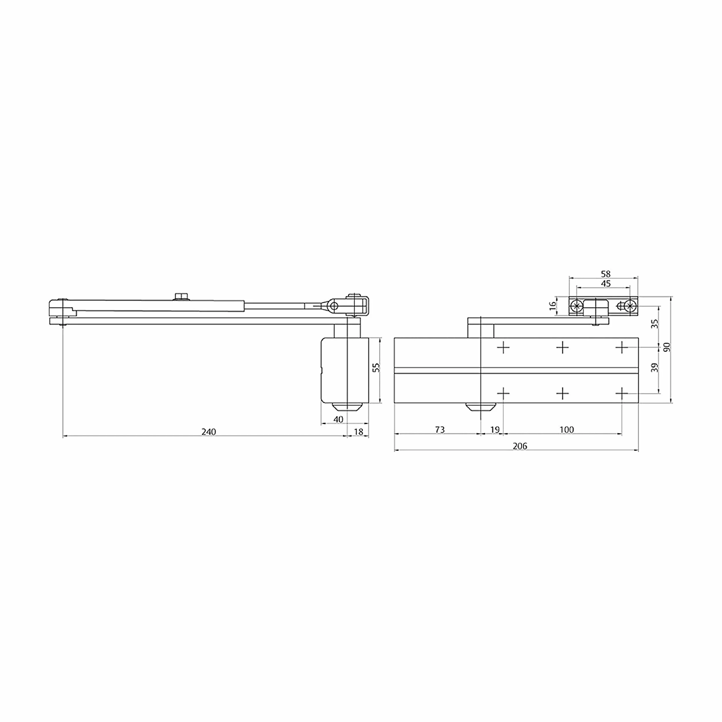 Yale DC140-0-D9005 Chiudiporta senza braccio articolato, nero/bianco, DC140