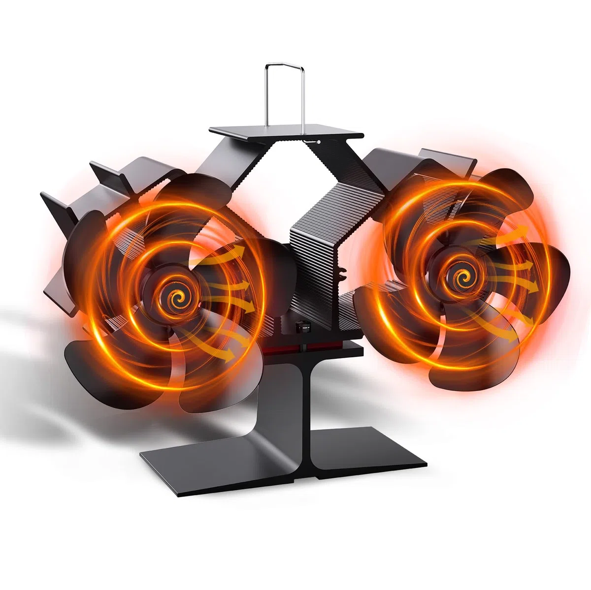Ventilatore Per Stufa 10 Pale, Doppia Testa Ventilatore Stufa Silenzioso, Heat Circulation, Economia Ventola per Stufa Legna Adatto Tutte Caminetti (10 Pale)