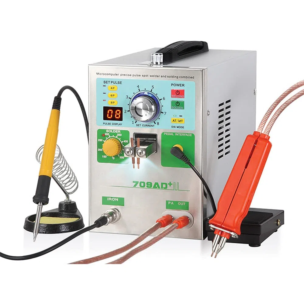 Hanchen Saldatore a Punti per Batterie Multifunzionale 3.8KW Saldatrice a Punti a Impulsi con Funzione di Saldatura a Stagno Penna a Induzione Sistema di Raffreddamento per Batterie 18650 26650 32650
