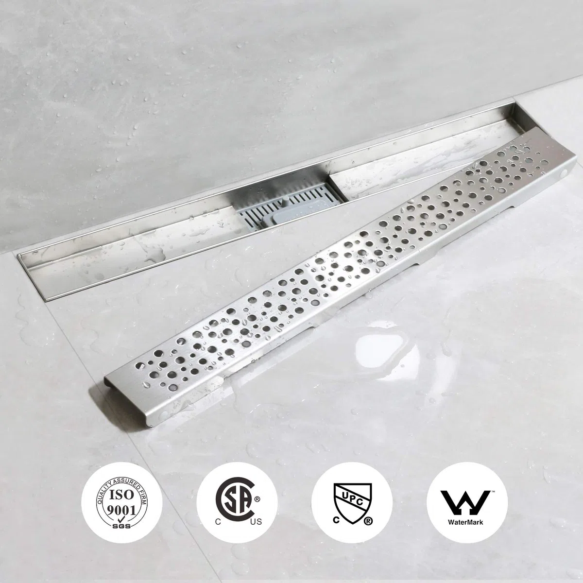 SaniteModar Canalina Scarico Doccia 120cm, Canaletta Doccia con Sifone e Filtro, Pannello a Bolle