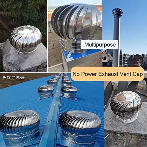 Ventilatore da tetto in acciaio inossidabile 304 senza alimentazione, presa d'aria da tetto per ventola con tappo di sfiato a prova di perdite, turbine eoliche Presa d'aria da soffitta Turbine di vent