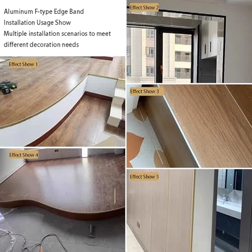 Profilo per scale in metallo per laminato e piastrelle, pieghevole, forma a F, 90 cm, 3 pezzi, finitura opaca