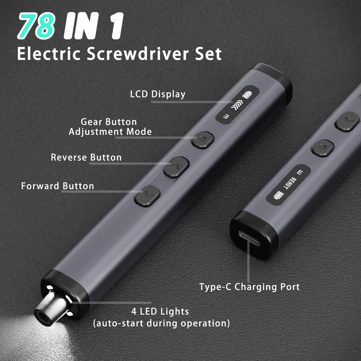 Set di cacciaviti elettrici, 78 in 1, set di cacciaviti elettrici di precisione con 72 punte magnetiche, custodia magnetica, kit di strumenti di riparazione per computer, telefono, laptop ed