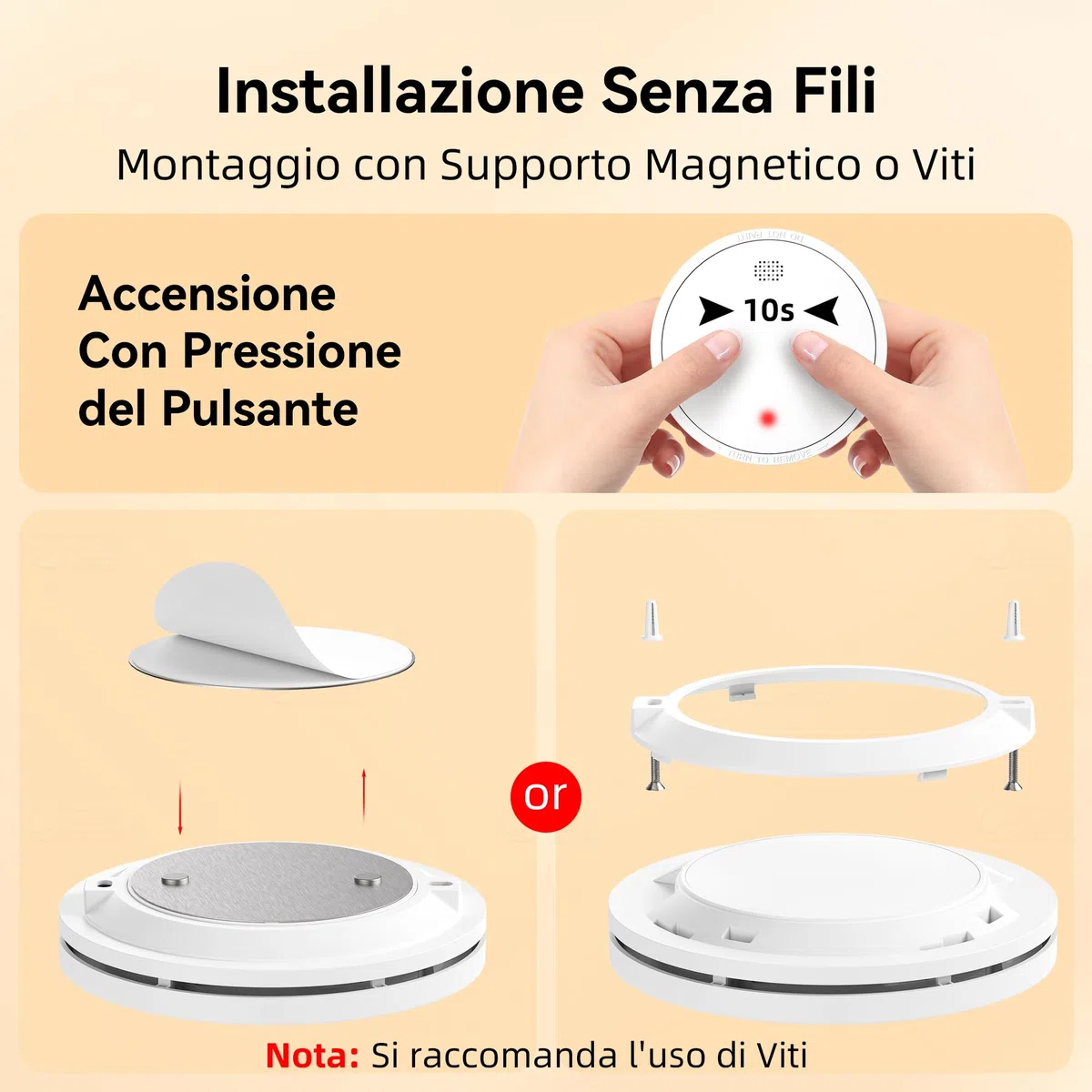 Rilevatore di Fumo con Batteria da 10 Anni, Allarme Incendio Conforme Allo Standard EN14604, 6 Pezzi