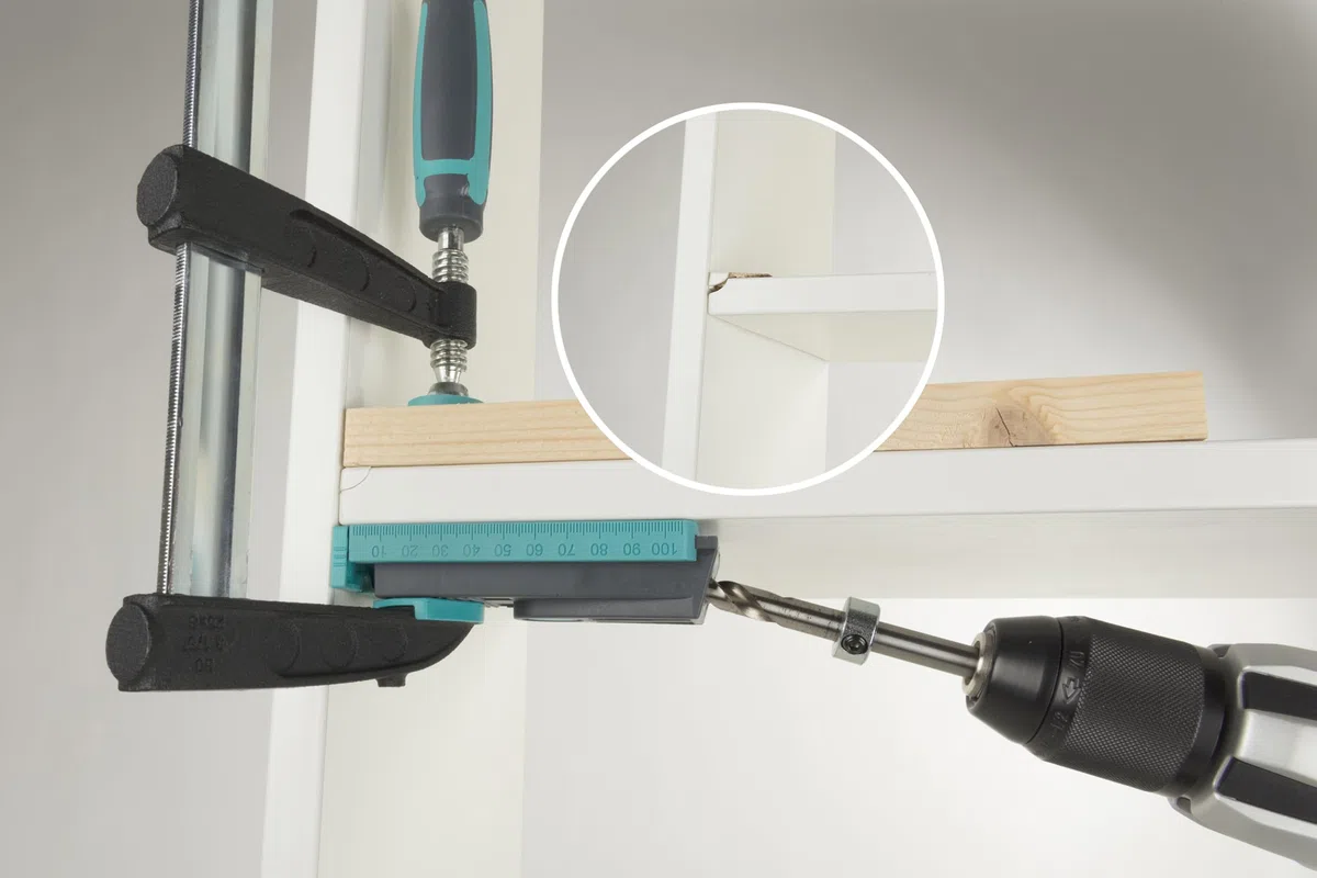 wolfcraft Set "Giunzioni ad angolo invisibili" - 8629000 - Per avvitamenti invisibili con angolo di 90°