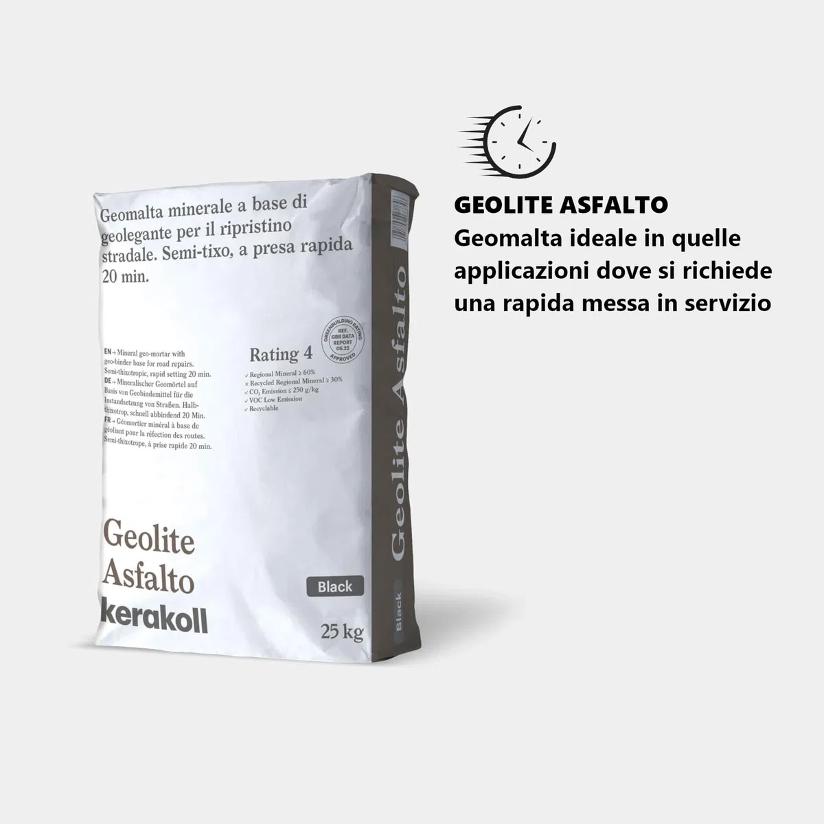 Kerakoll Geolite Asfalto Geomalta per Ripristino Stradale Presa Rapida 20 minuti Confezione 25kg