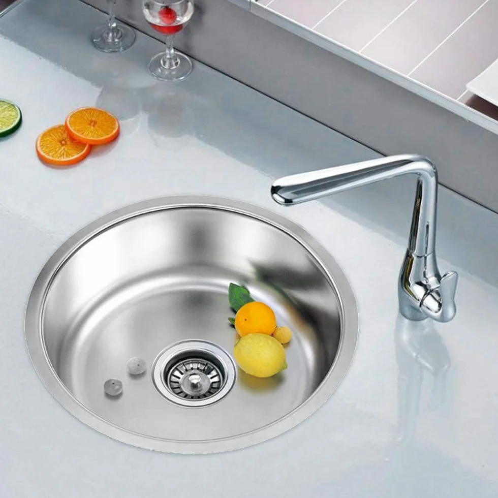 Piccolo lavello da cucina, vasca singola in acciaio inox, per camper, per installazione da incasso e scolapiatti reversibile da incasso (41 x 41 x 20 cm)