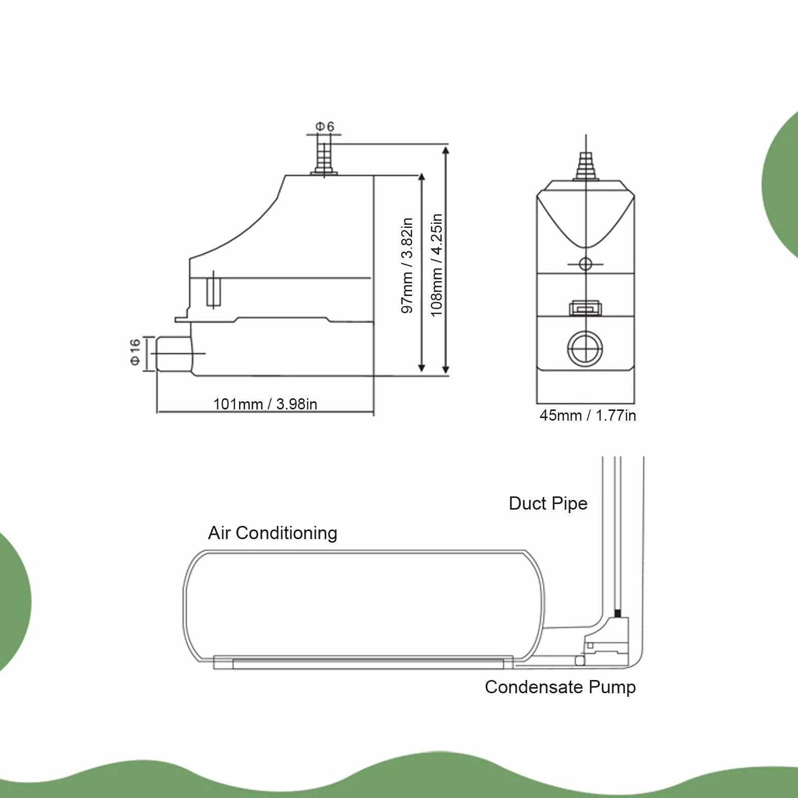 Pompa 'aria Condizionata, Pompa di Scarico 'aria Condizionata 0,07 Litri, Pompa di Sollevamento 'acqua di Condensa Completamente Automatica per Macchina a Parete 1-3P