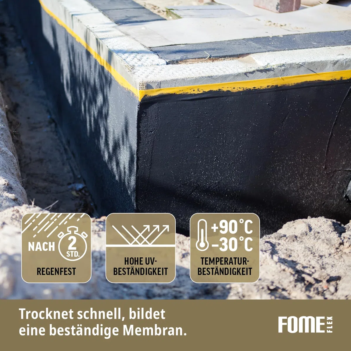Sigillatura universale e barriera all'umidità a base di bitume polimerico FOME FLEX Rapid Hydro Defence 4,5 kg per tetto, pareti e fondazione