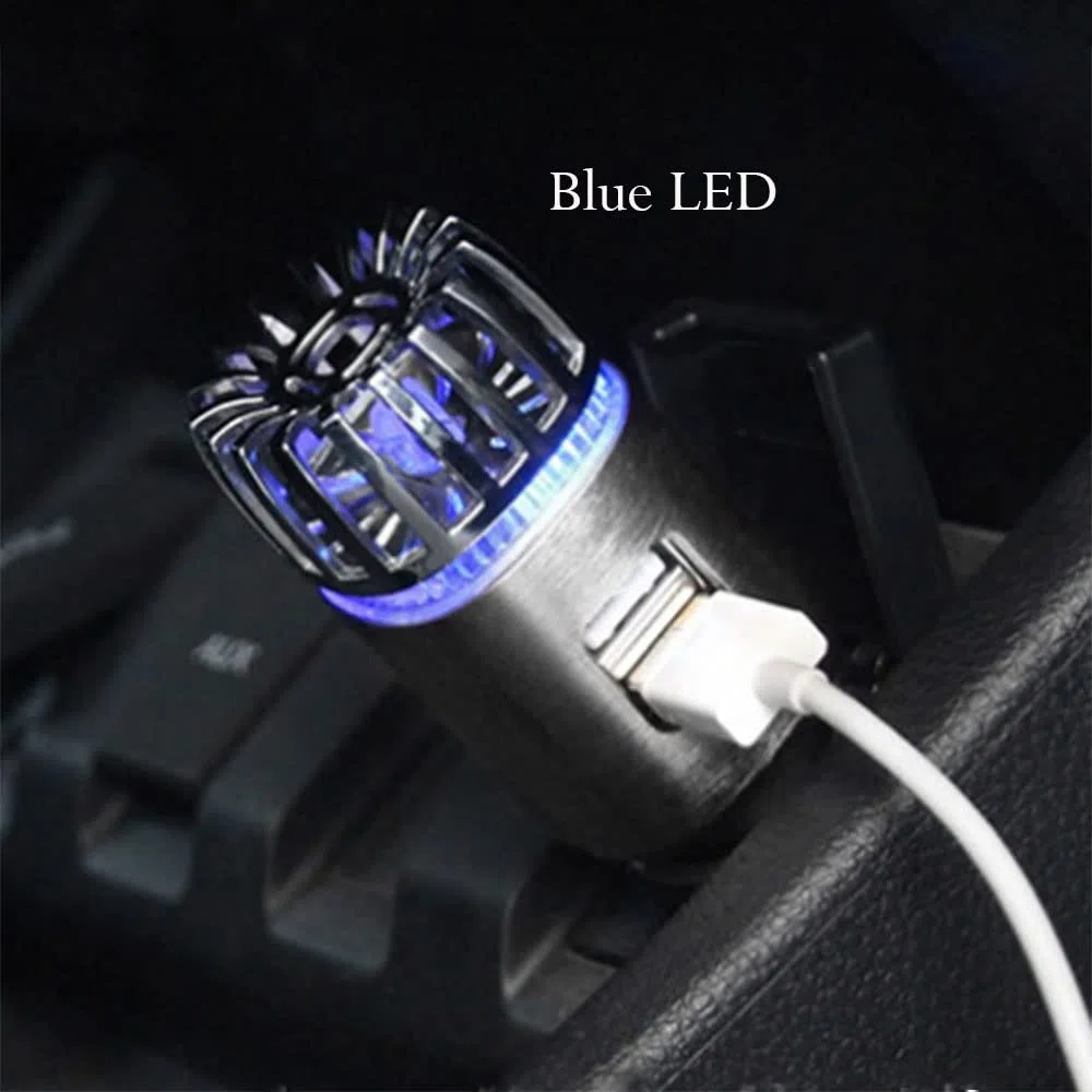 Baceyong purificatore d'aria per auto a ioni negativi con caricatore USB doppio, rimuove odori, fumo di sigaretta, inquinamento ambientale, polline e peli di animali.
