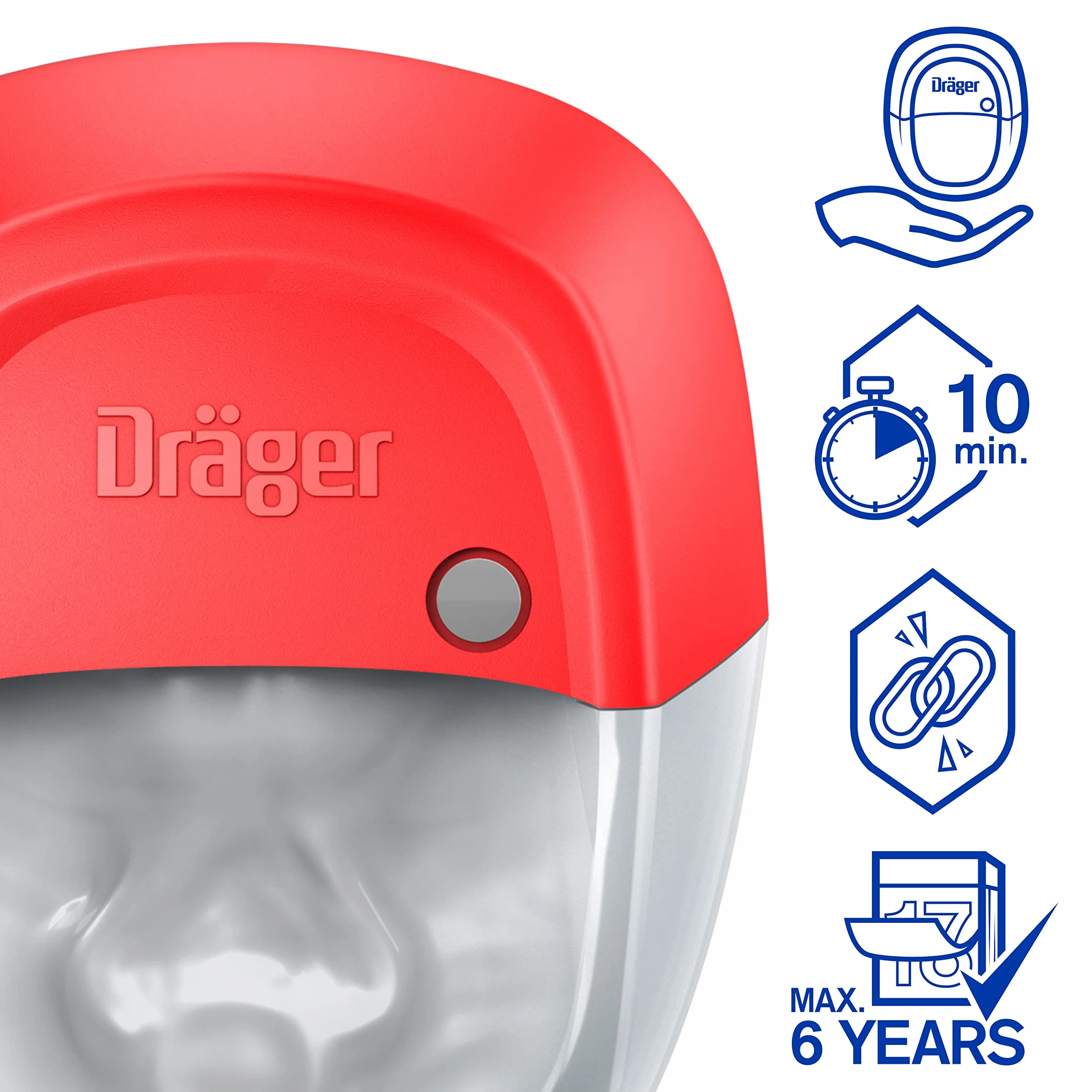 Dräger PARAT 1260 | Respiratore di emergenza con boccaglio, stringinaso e filtro multigas ABEK | Dispositivo di Fuga a filtro | Protezione da gas e vapori tossici