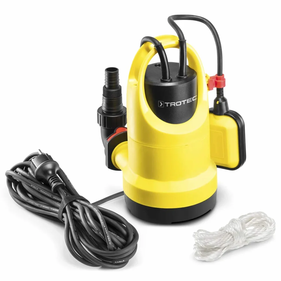 TROTEC Pompa sommersa TWP 4006 E – Pompa per acque Chiare – Portata 7300 l/h, profondità di Immersione Max 7 m, Dispositivo antiriflusso, IP8X