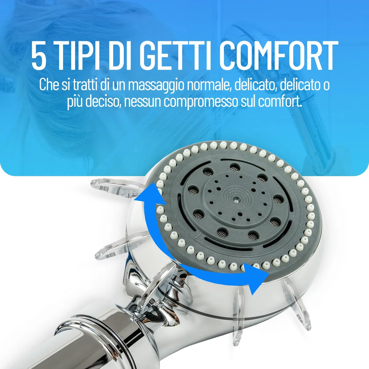 Soffione doccia con filtro antilegionella | Certificazione di protezione immediata contro la legionella | Tecnologia medica | Discreto e sicuro