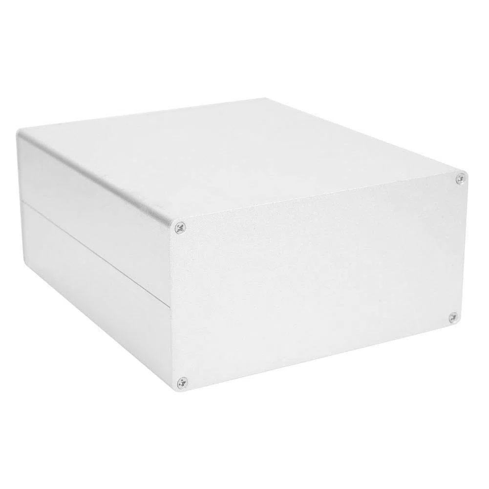 Scatola di progetto in alluminio, custodia elettronica fai-da-te di tipo diviso argento opaco 80x160x180mm, rivestimento elettronico opaco