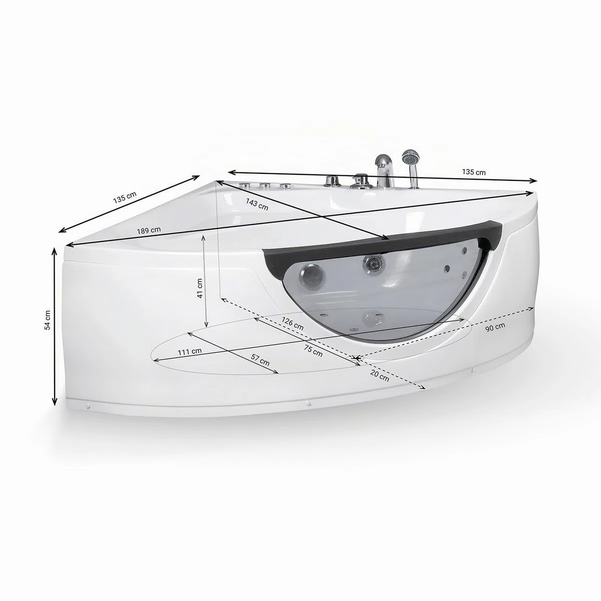 TASMANIE Jets - Vasca idromassaggio oblò L 135 x l 135 cm, by SPALINA