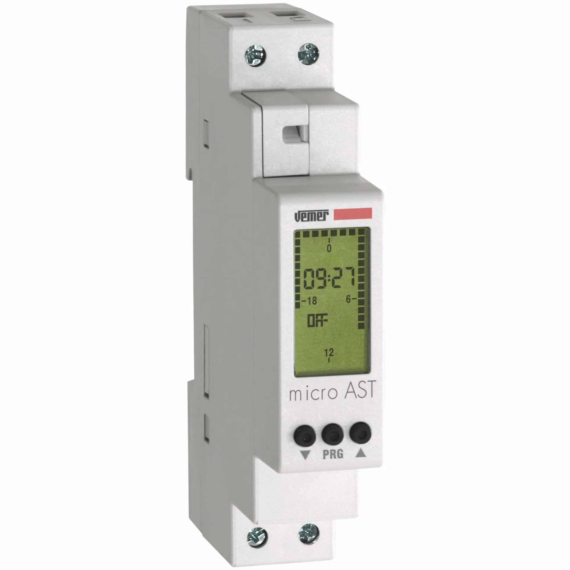 VEMER VE762300 MICRO AST - Interruttore Crepuscolare Astronomico, Temporizzatore con Programmazione tra Tramonto e Alba, Installazione 1 modulo DIN, Bianco