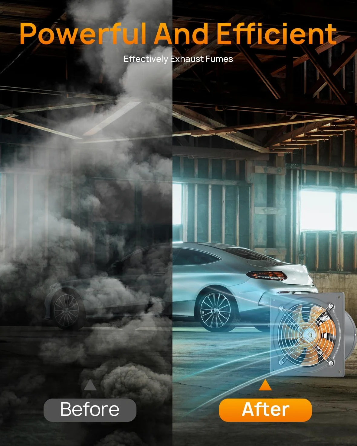 HG Power Ventilatore 200 mm 980 m³/h silenzioso con valvola di ritorno, potente ventilatore da parete con presa europea, per cucina, bagno, garage, cantina, grigio