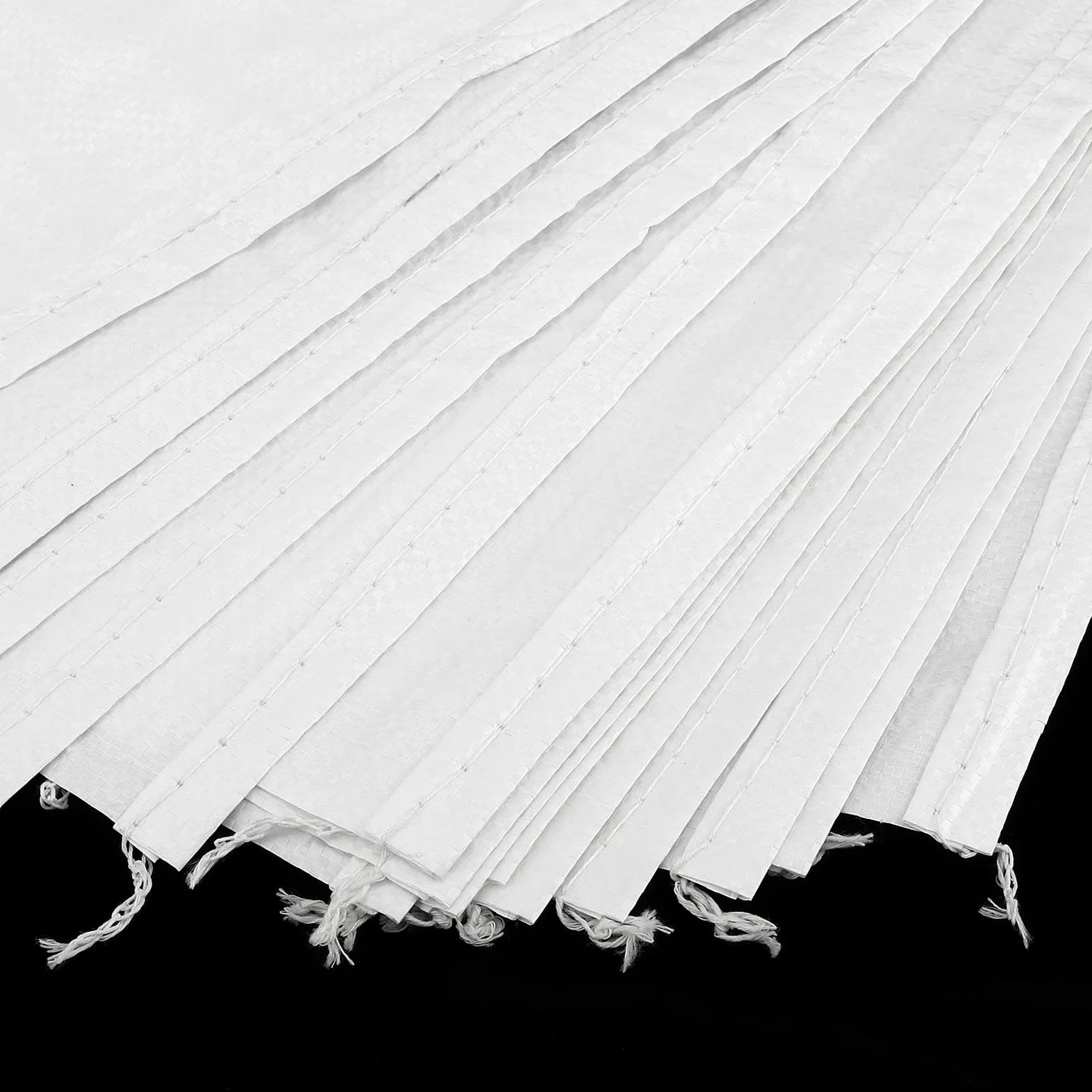 SEUNMUK 50 Sacchi di Sabbia Vuoti 45 x 77 cm in Polipropilene Bianco, Antiallagamento per Protezione Inondazioni, con Fascette da 20 m