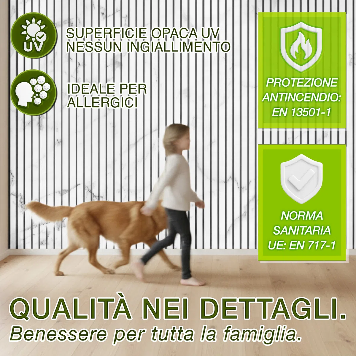 TRESKO 2 pannelli acustici in legno, 120 x 60 cm, con 4 ganci appendiabiti, rivestimento da parete bianco/marmo come parete a lamelle 3D, pannelli in legno per isolamento acustico