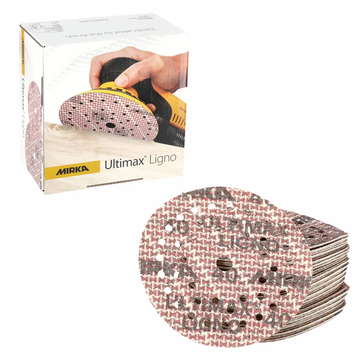 Mirka Ultimax Ligno Ø 125mm dischi abrasivi a strappo Multifit/grana 40/50 pezzi/multiperforazione/per la levigatura di superfici in legno