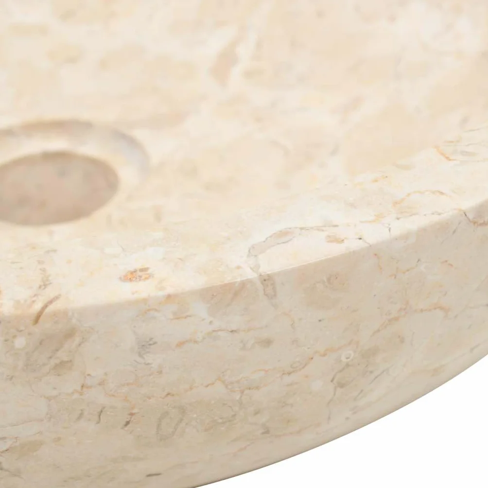 vidaXL Lavandino con Foro di Scarico Rotondo Classico Elegante Lavello Lavabo Arredo Bagno Sanitari 40x12 cm in Marmo Crema Naturale
