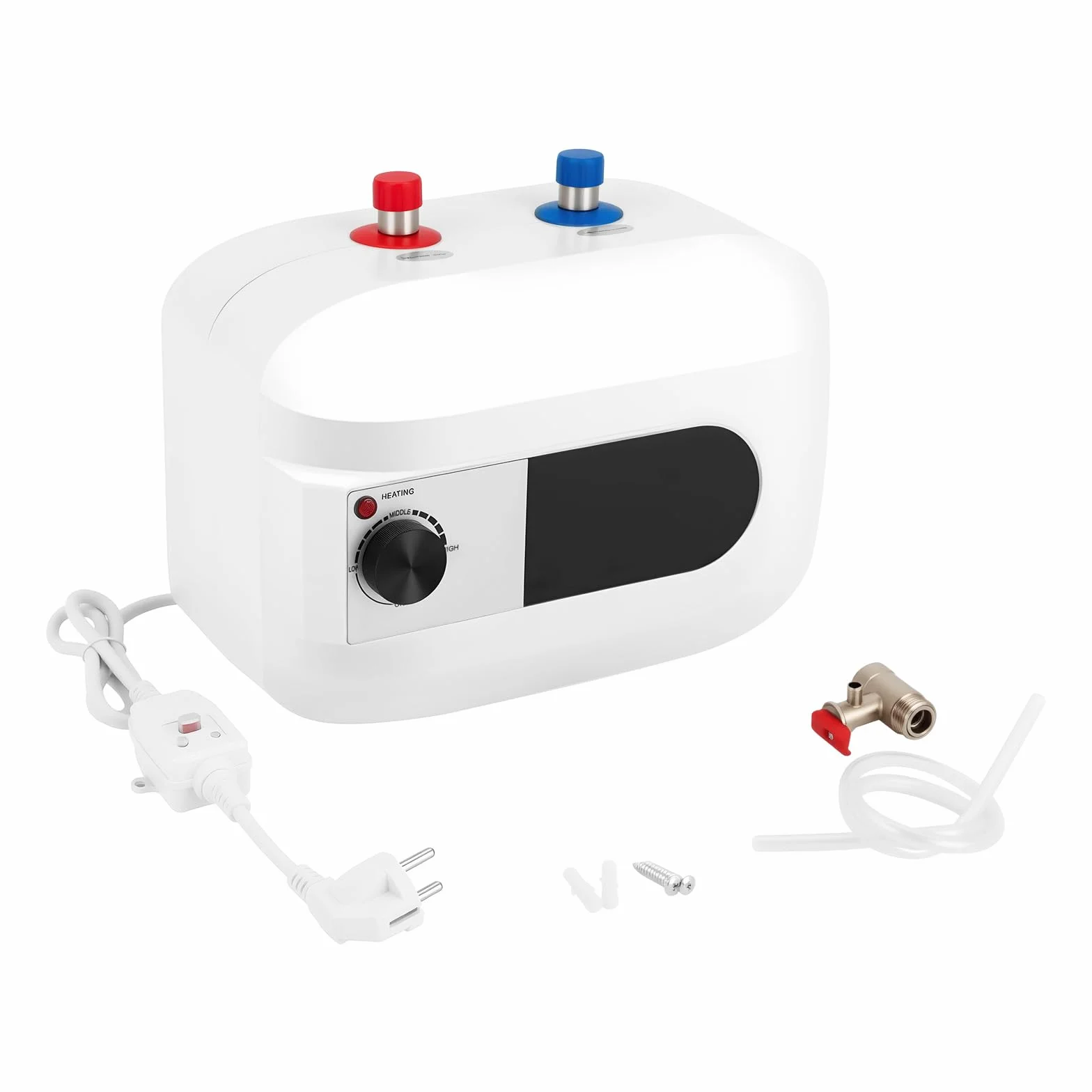 MINRS 6L Scaldabagno Sottopiano, Scaldaacqua da Cucina Elettrico Serbatoio per Acqua Calda 1500W 220V Scaldabagno Istantaneo 30-65°C per Lavelli, Cucine, Bagni Bianco