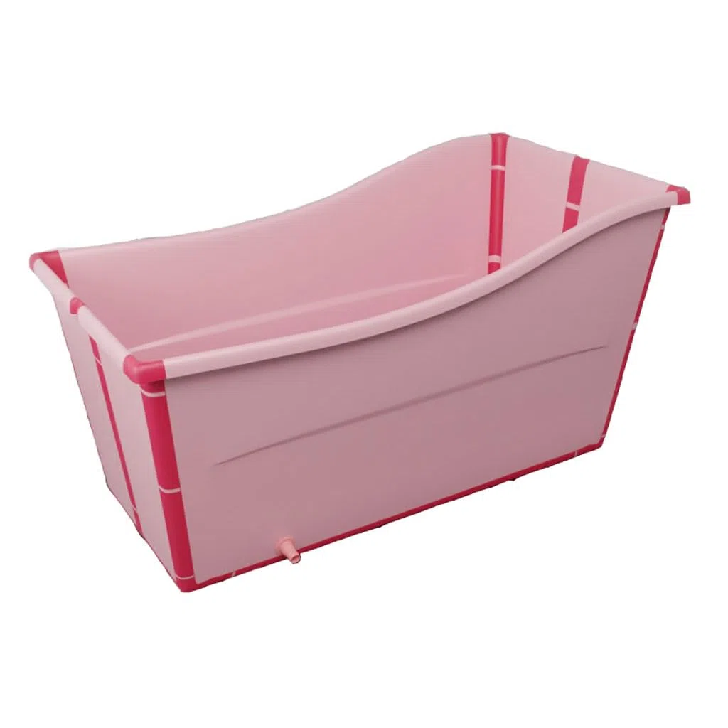 Vasca d'Acqua Mobile, Vasca da Bagno Pieghevole Indipendente, Vasca da Bagno Pieghevole, Sauna per Adulti, Secchio Rettangolare, Durevole Facile da Riporre(Color:Rosa)