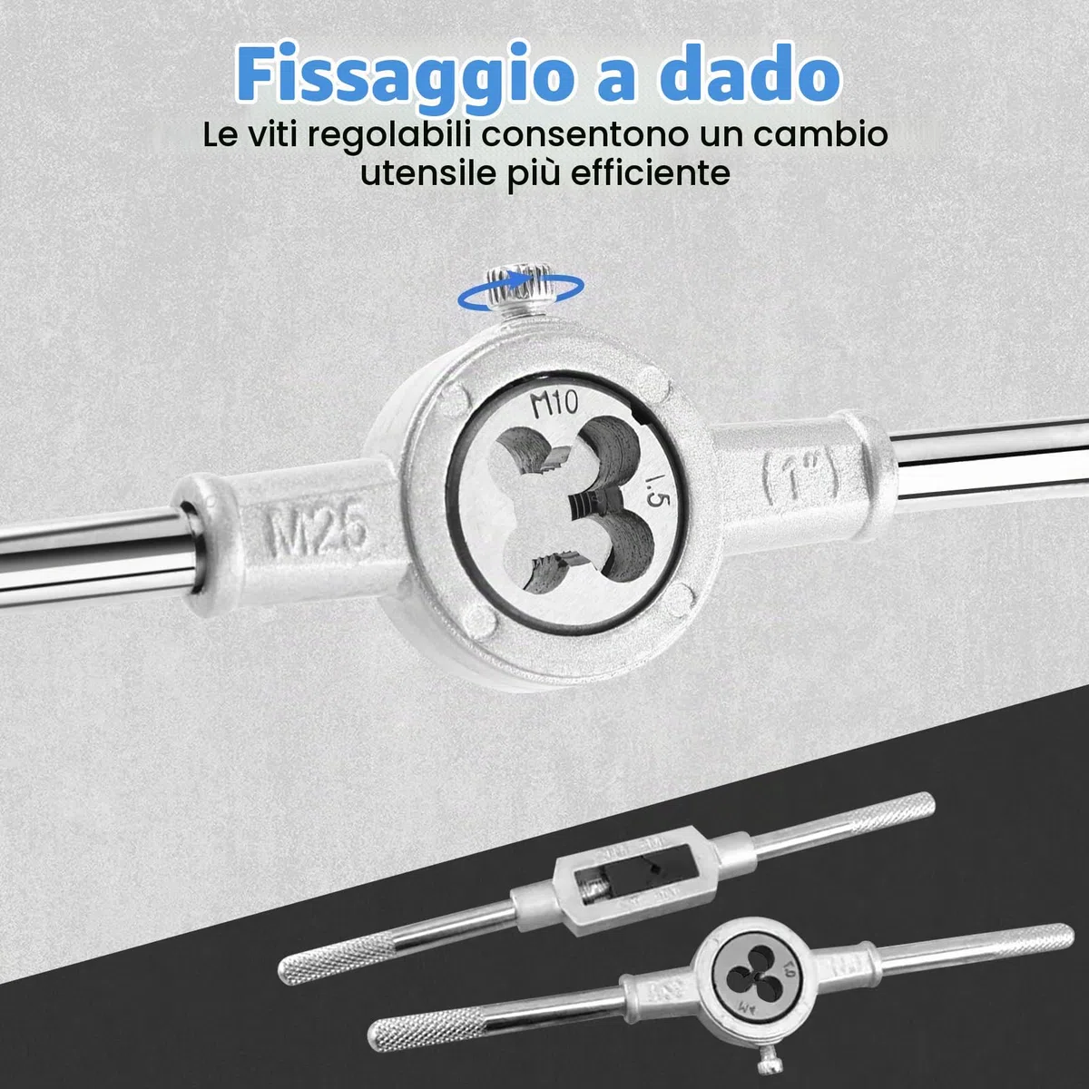 Set di 110 Filiere Maschio e Filiera Matrici M2-M18, Set Maschi e Filiere in Acciaio al Tungsteno Maschi e Filiere con chiave inglese
