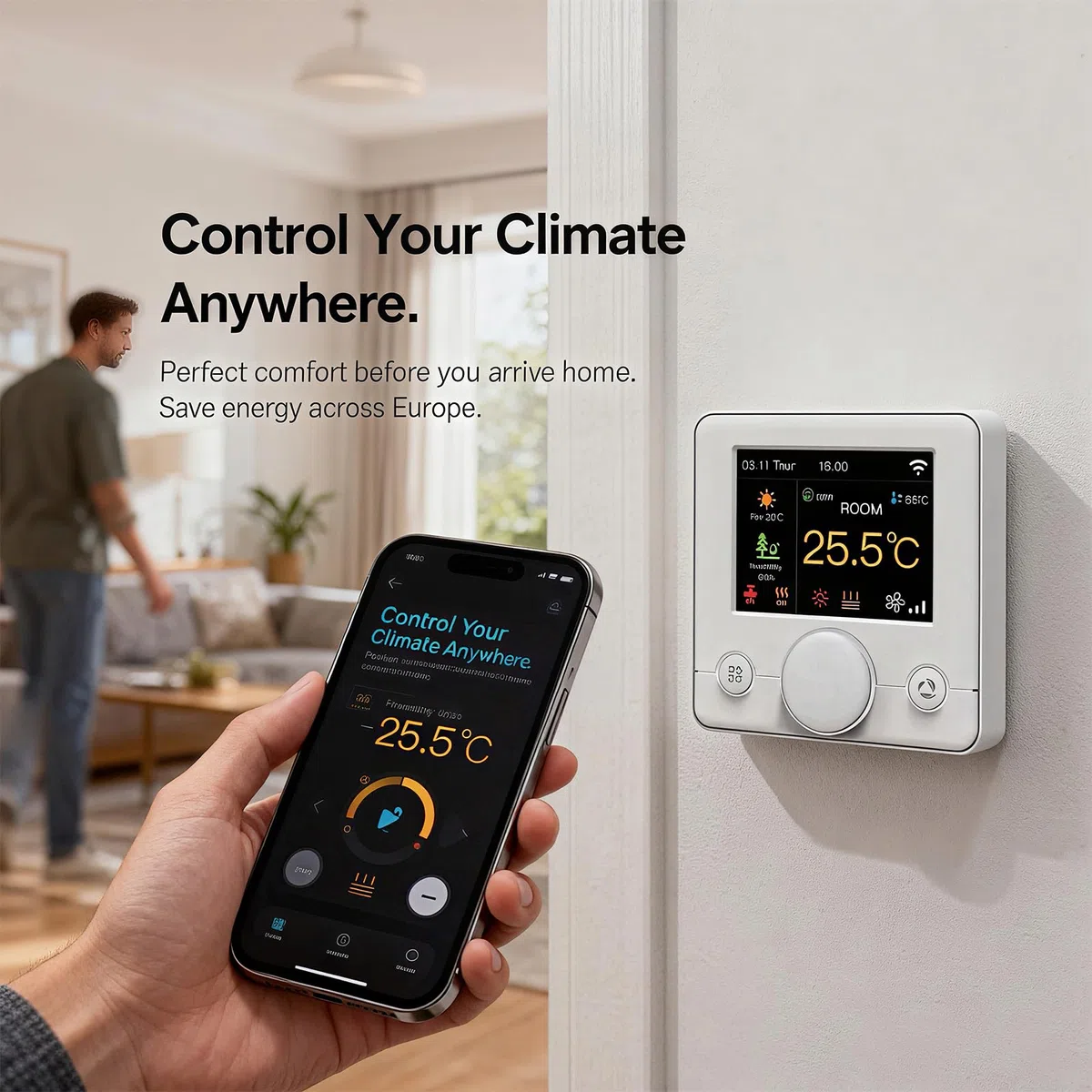 Smart Wifi termostato aria condizionata con 2 tubi, Smart Life APP telecomando, funziona con Alexa Google Home