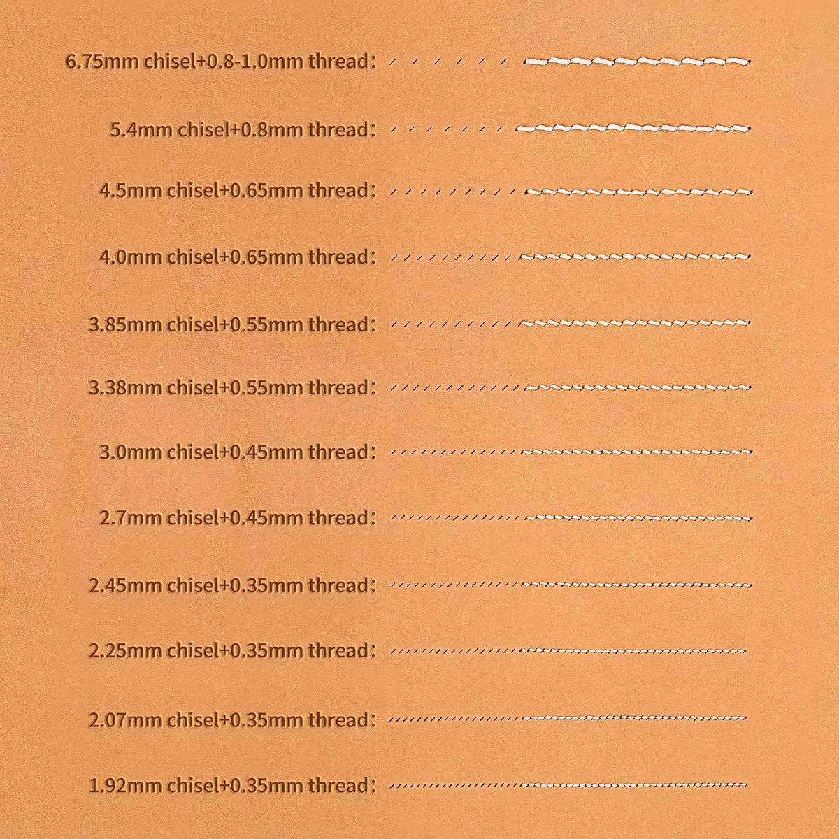 WUTA Strumento di punzonatura in pelle stile francese, strumento di punteggiatura in pelle, professionale affilato set (Obverse 3.0mm 2+8)