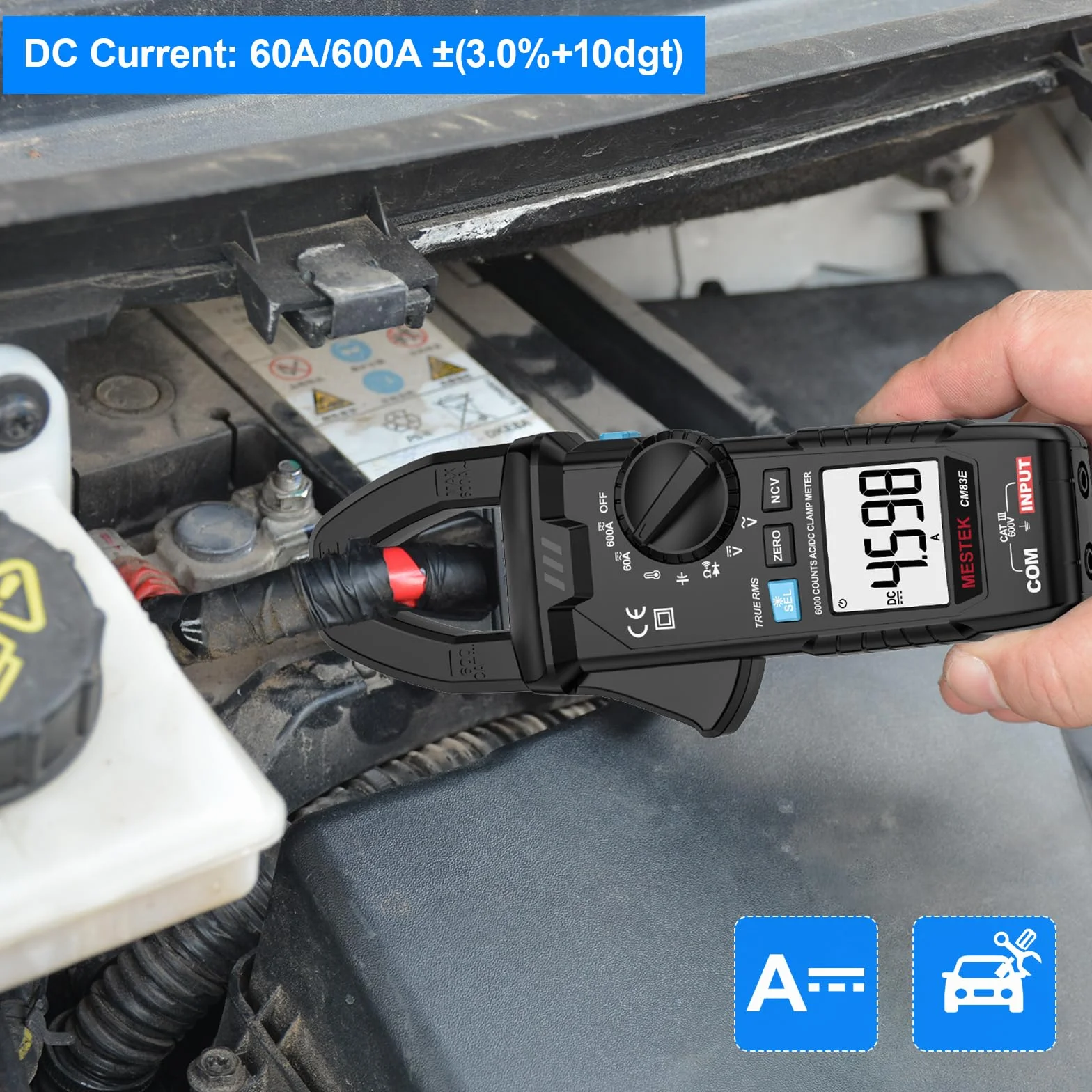 Pinza Amperometrica MESTEK Digitale Multimetro AC DC Professionale T-RMS Auto-Ranging 6000 conteggi Capacità Diodo NCV LoZ VFD