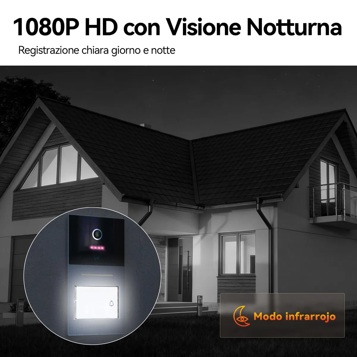 TMEZON Videocitofono Smart 2 Fili Video Citofoni Y70,Campanello Esterno con Telecamera,APP/Carta RFID Unlock,Rilevare Movimento Umano Intelligente,Monofamiliare