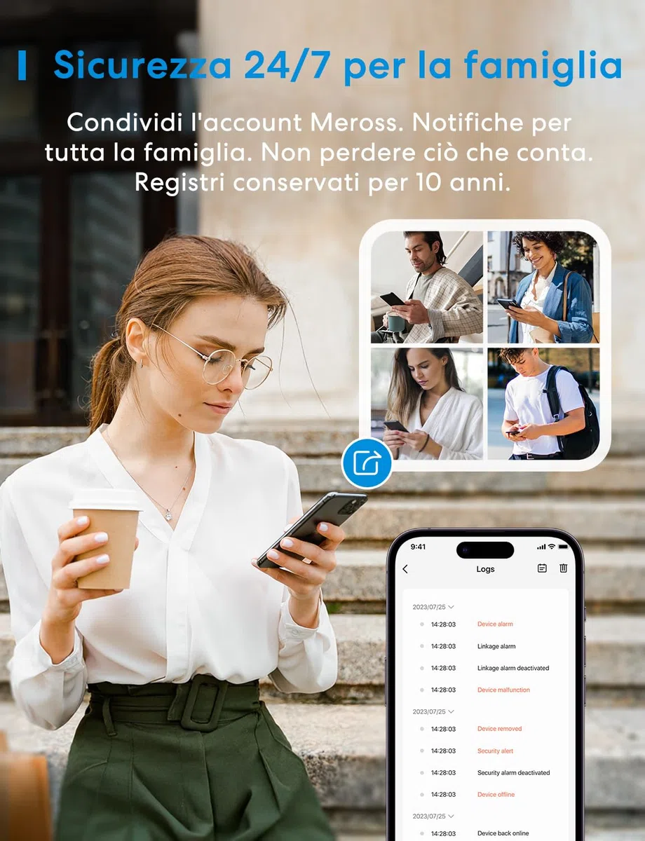 Meross Matter Rilevatore di fumo WiFi connesso, allarme antincendio intelligente con doppio sensore ottico, rilevatore di fumo con avviso APP, rete 0,8 mm, 33 mm, con Hub MSH450, 1 pezzo