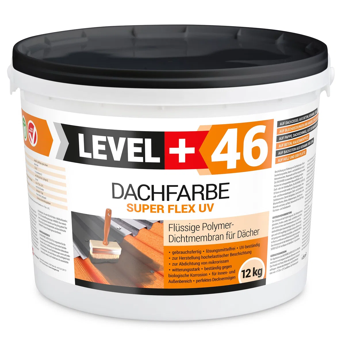 Vernice per tetto, 12 kg, vernice per tetto, membrana polimerica flessibile, resistente alle intemperie, rosso mattone RM46