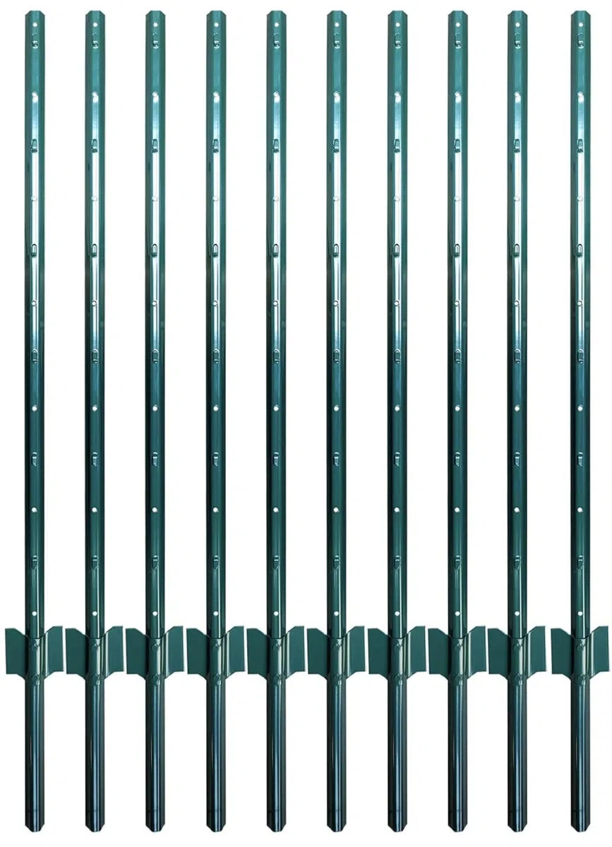 5x PALETTO A T IN FERRO PLASTIFICATO VERDE PALO PER RECINZIONE (200)