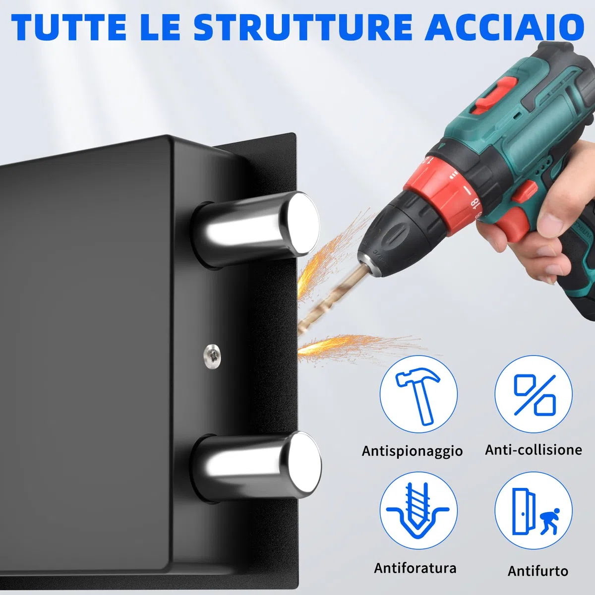 SINZUX Safe Cassaforte da Muro,Cassaforte per Armadietto per Ufficio Domestico,Cassaforte elettronica digitale con sistema di allarme intelligente,(23x17x17cm)-6.6L con Chiave