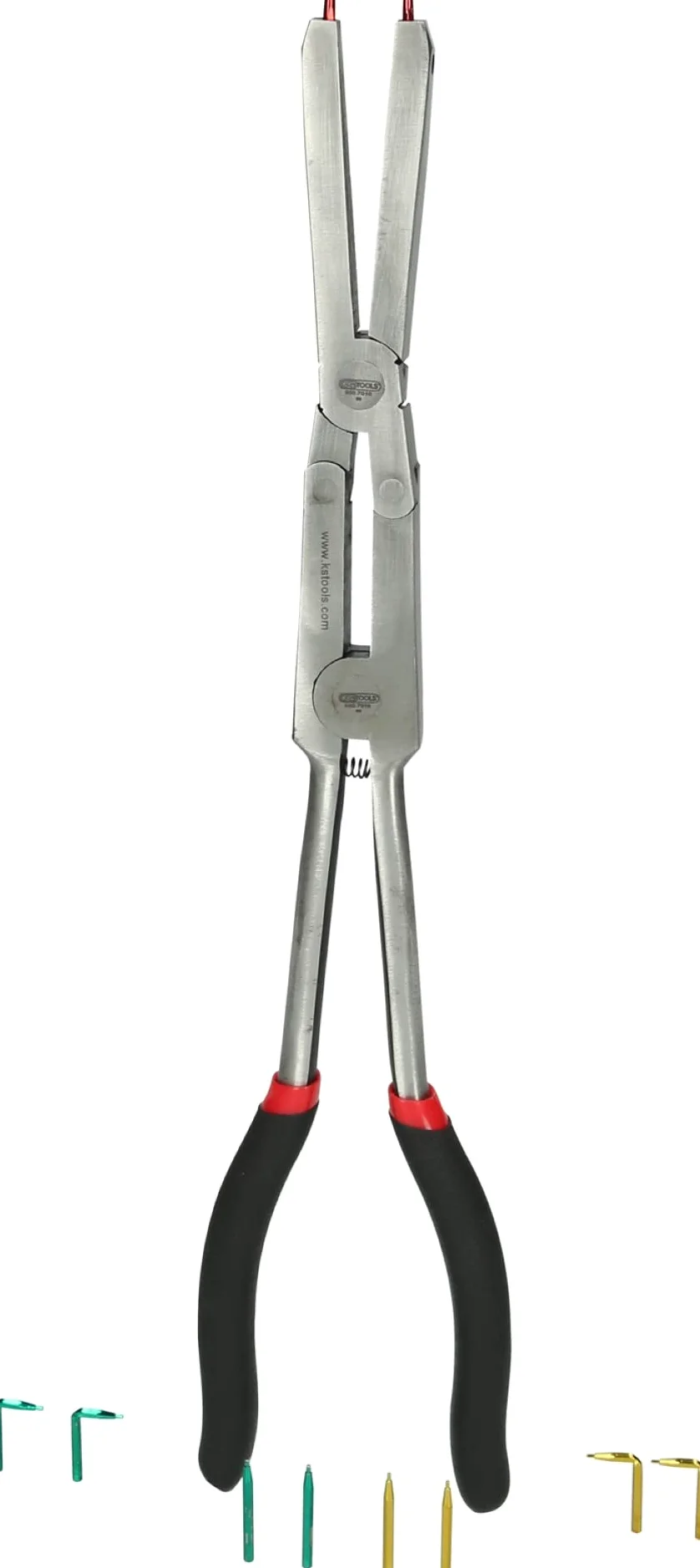 KS Tools 500.7015 Pinza di sicurezza a doppia articolazione per anelli di fissaggio esterni con punte intercambiabili