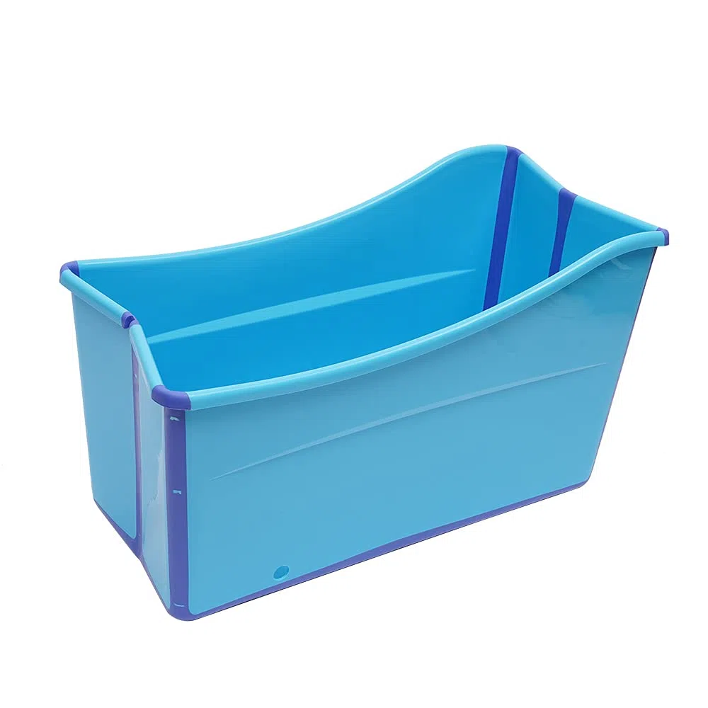Vasca da bagno pieghevole per adulti, 98 x 50 x 56 cm, colore: blu, grande famiglia, vasca da bagno, in plastica, per doccia, sauna