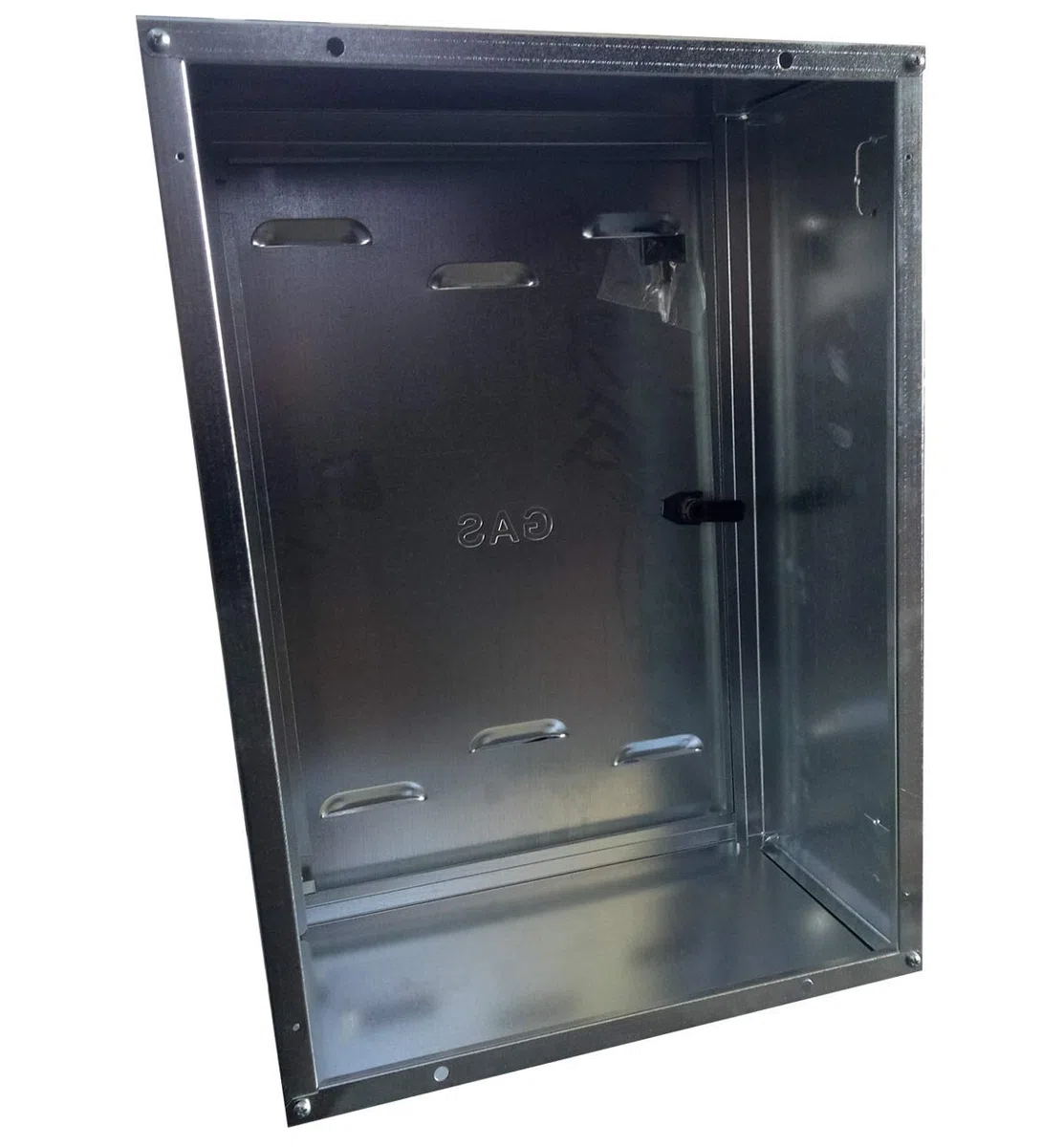 PUGLIELLI SRL Cassetta contatore gas con schienale zincato 6/10 certificata ISO 9001:2015 fornita in kit di montaggio e chiave quadrata (70x40x25)