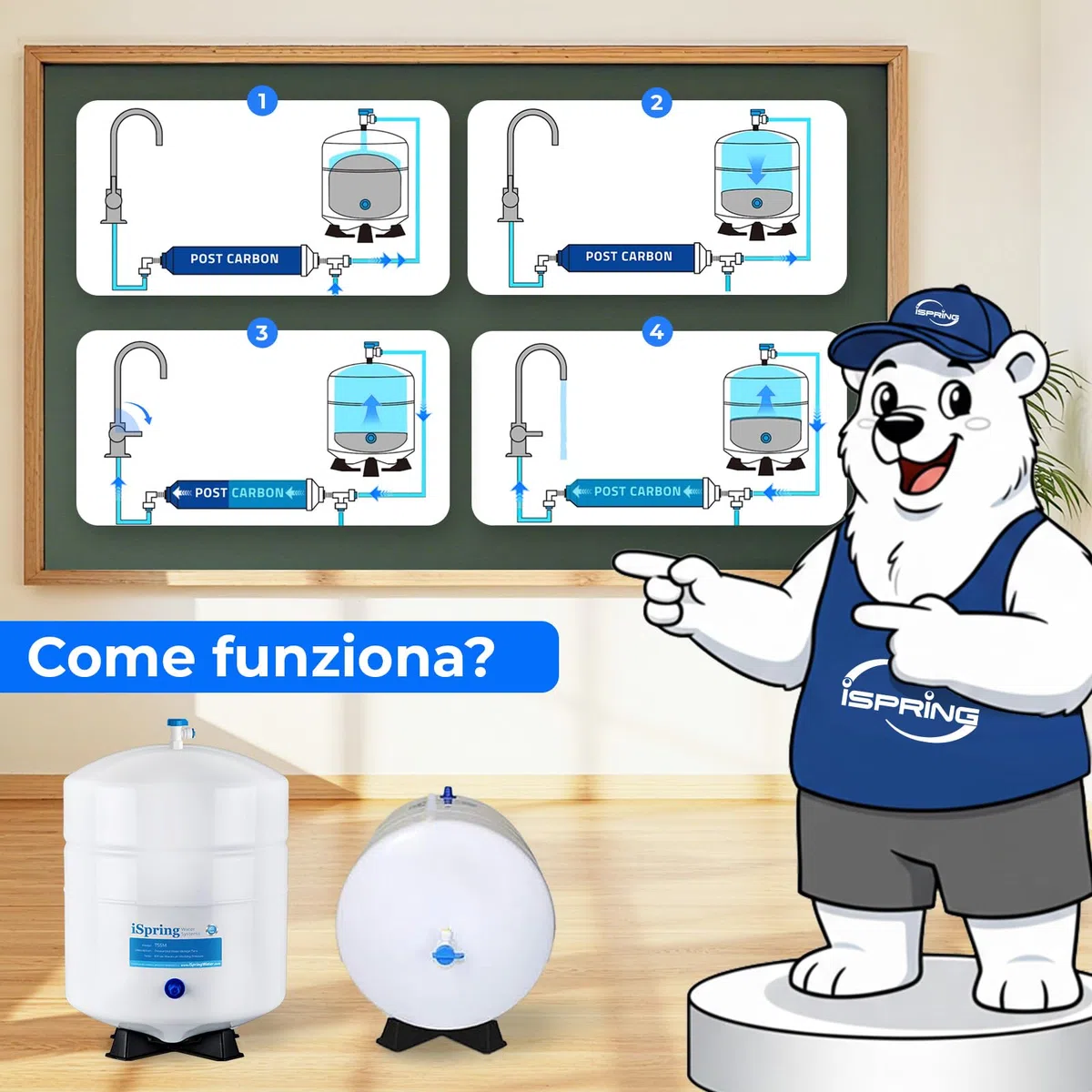 iSpring T55M Serbatoio di Stoccaggio dell'Acqua Pre-pressurizzata Residenziale da 5,5 Galloni per Osmosi inversa