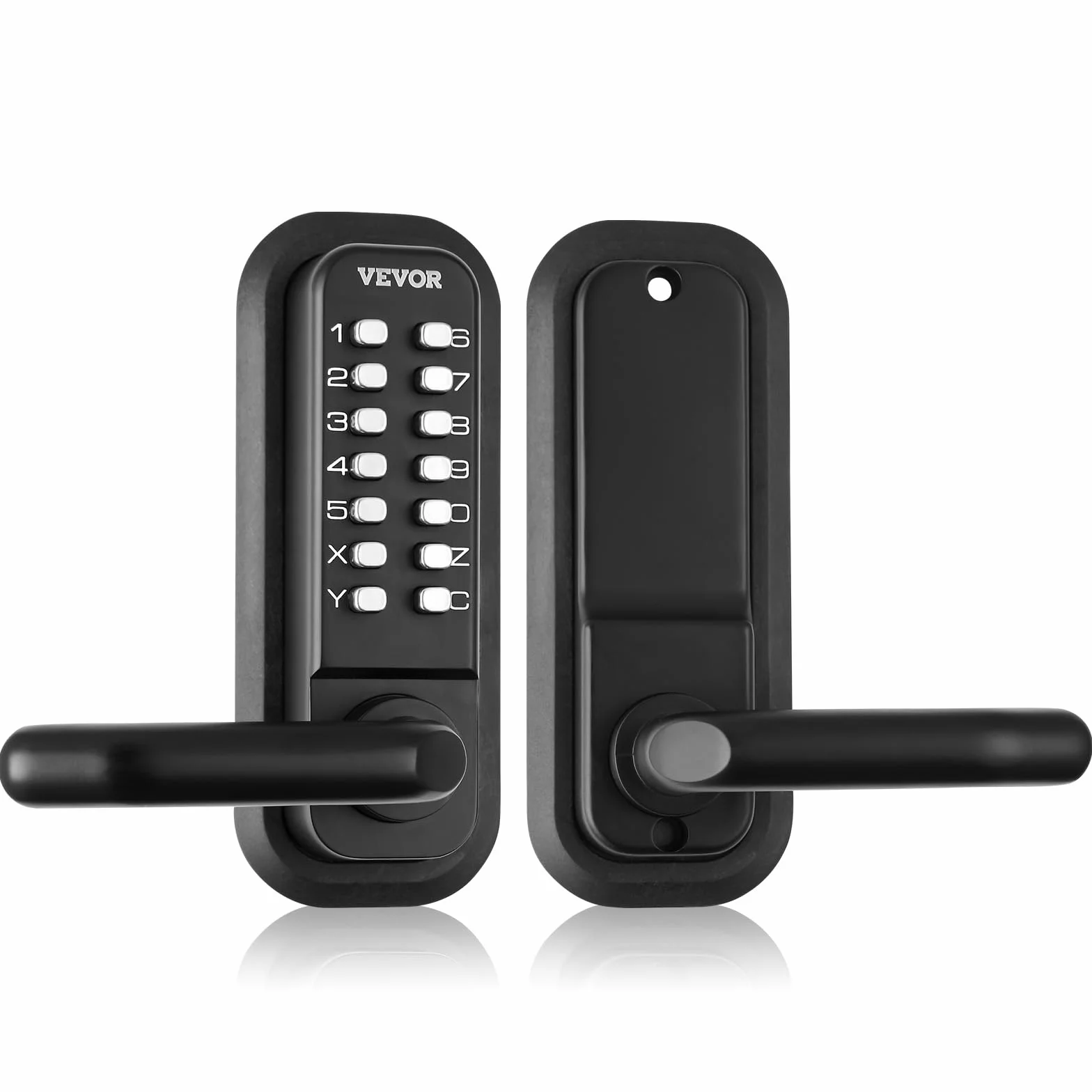 VEVOR Serratura Meccanica per Porta d'Ingresso Senza Chiave, Tastiera a 14 Cifre, Serrature per Cancelli Esterni Incorporate con Tastiera e Maniglia Lega di Zinco per Giardino Garage Capannone Cortile