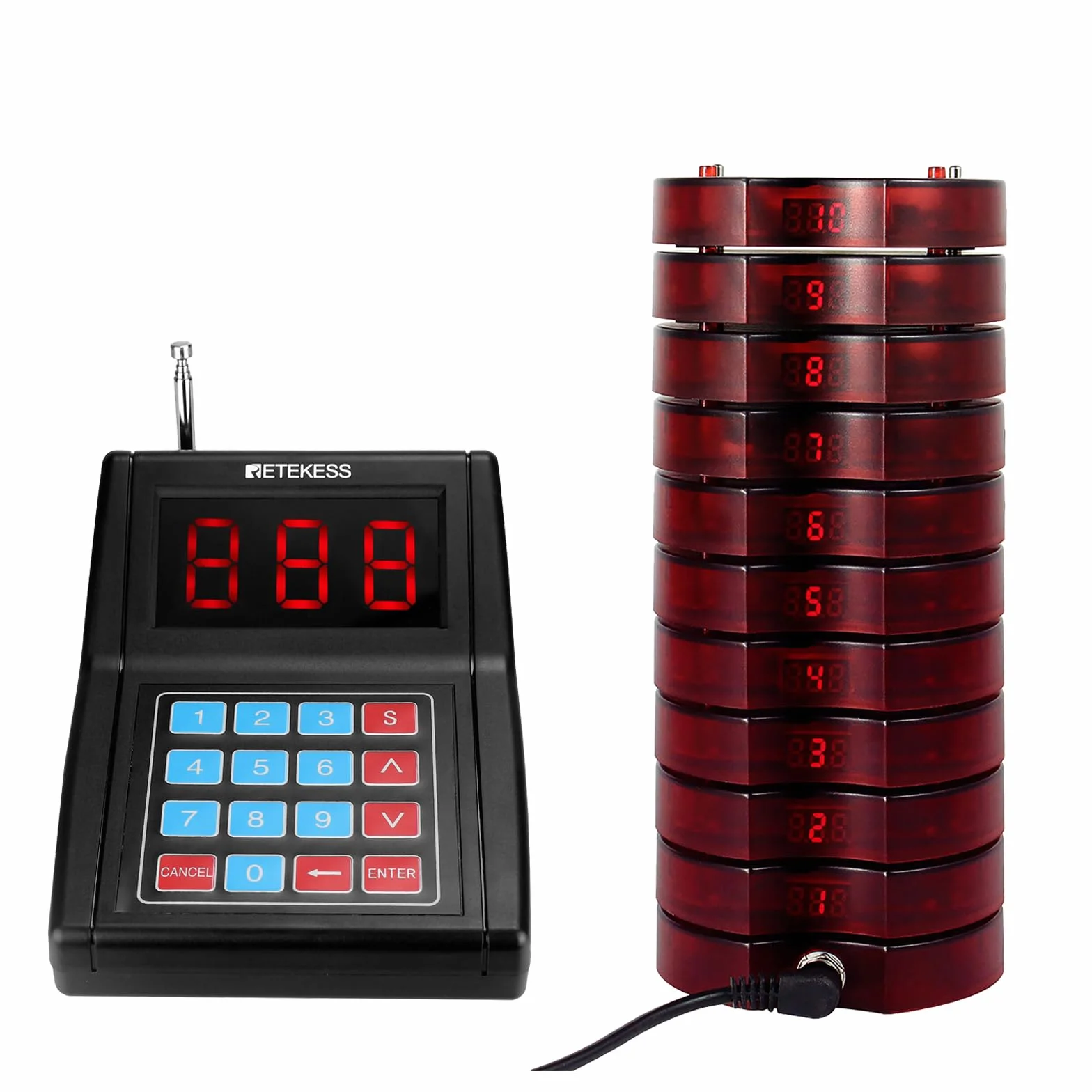 Retekess TD165 Cercapersone Ristorante Wireless, 300M 999 Canali Pager Ristorante, 3 Modalità di Chiamata, Indicatore di Batteria Scarica, Chiama persone Ristorante, Bar, Fabbrica, Clinica