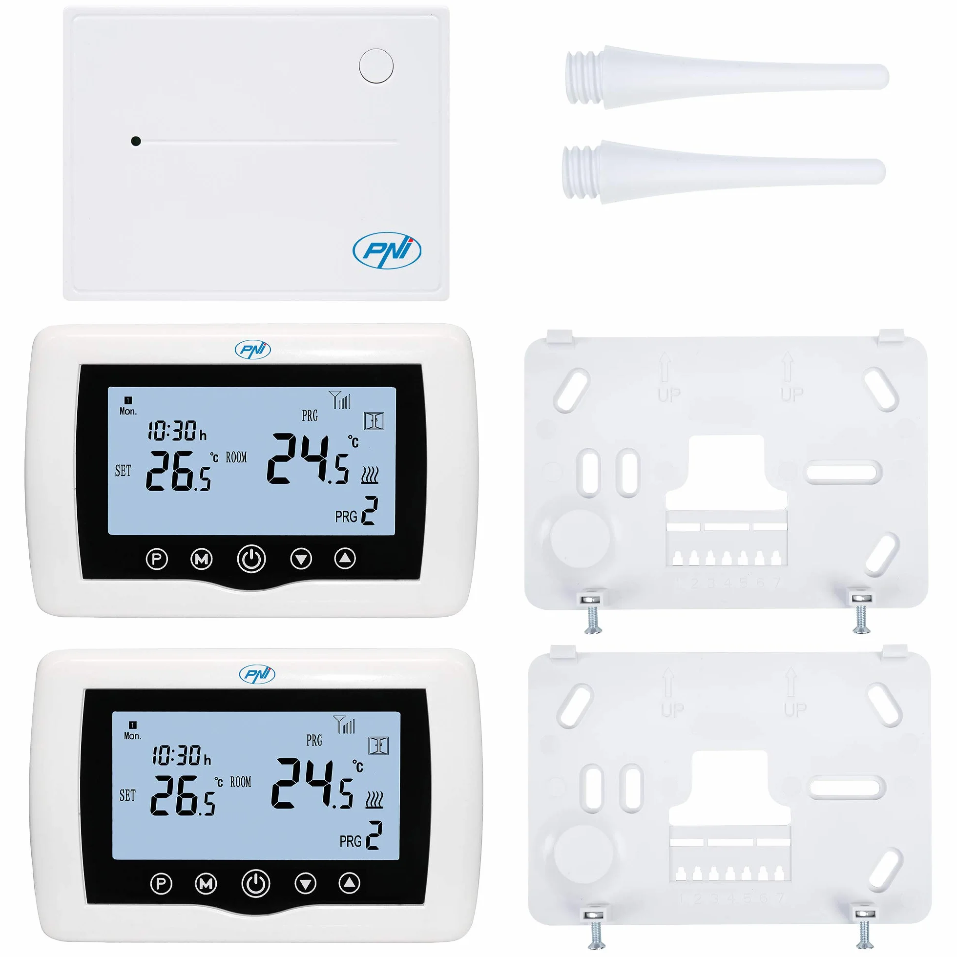Termostato intelligente PNI CT400 wireless, con WiFi, controllo 2 zone via Internet, per centrali termiche, pompe, elettrovalvole, APP TuyaSmart, histerezis 0,2 gradi C