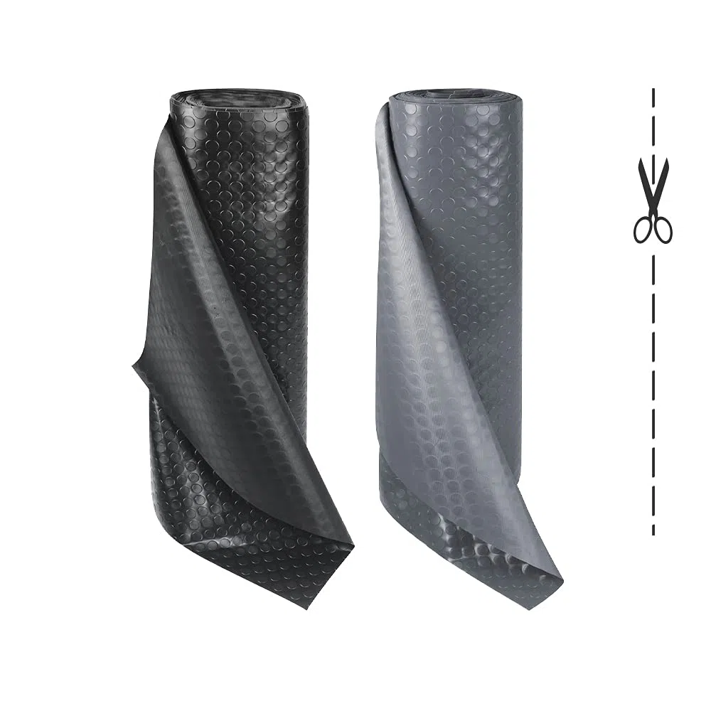 OLIVO.shop | WORK Copri pavimenti in gomma ammortizzante. Tappeto in PVC antiscivolo isolante e antiurto per bancone BAR, RISTORANTE. Bollonato o Grecato, varie misure (BOLLO GRIGIO, 150x200 cm)