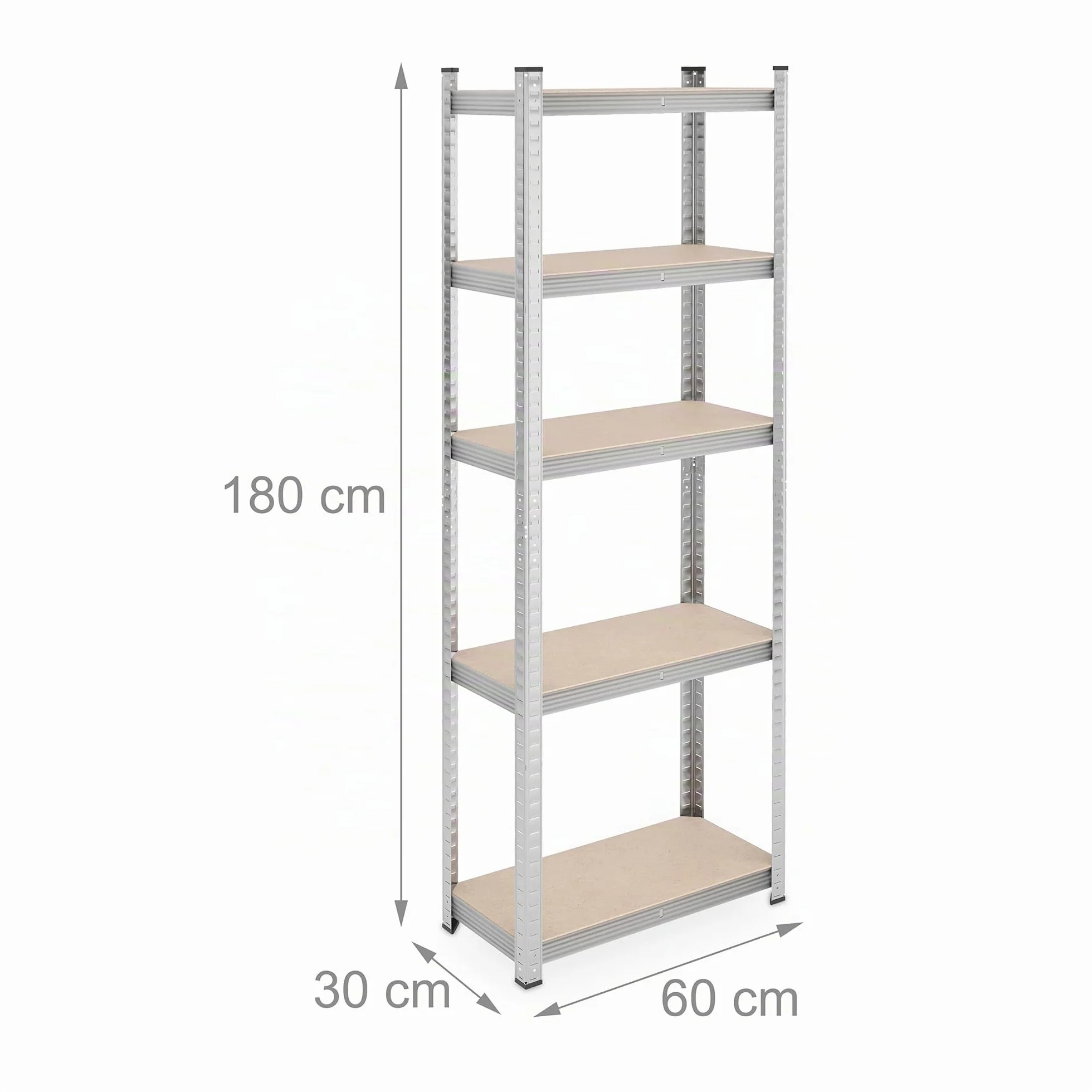Relaxdays Set da 2 Scaffali in Acciaio, 180x60x30 cm, con 5 Ripiani ad Alta Portata 500 kg per Garage e Cantina, Argento