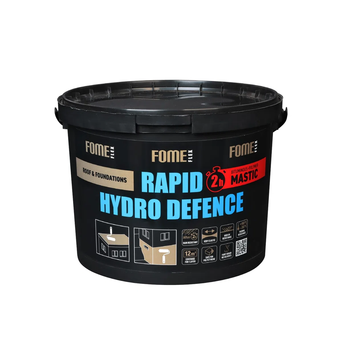Sigillatura universale e barriera all'umidità a base di bitume polimerico FOME FLEX Rapid Hydro Defence 4,5 kg per tetto, pareti e fondazione