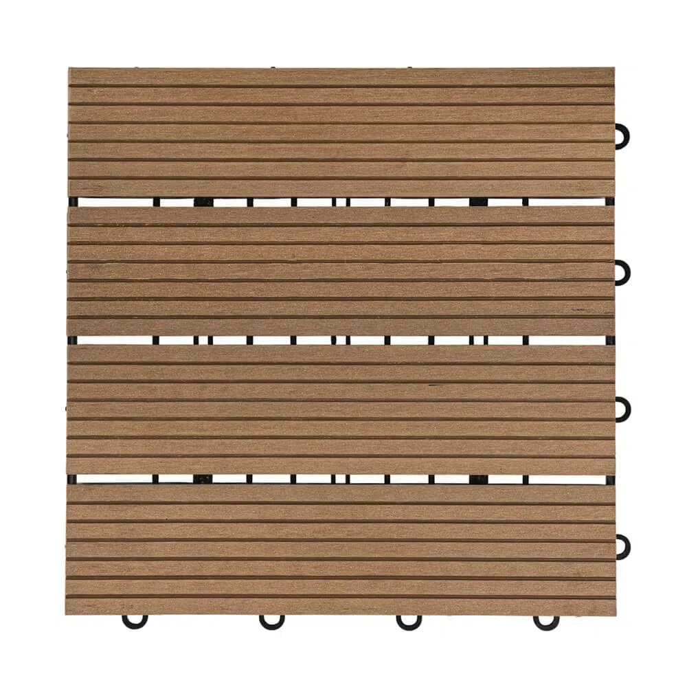 Home Deluxe Piastrelle in legno 'BAVARO' -Colore: tek - Dimensione: 6 m²- Materiale: WPC, Resistente alle intemperie, facile da pulire I Piastrelle in Legno Pavimento
